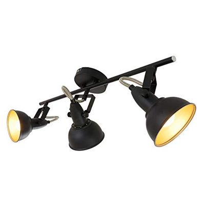 BRILONER - Candeeiro de teto, design retro/vintage, iluminação de sala de estar, casa, 3 x E14, 40 W, candeeiro de teto, focos led interior teto, candeeiros de teto quarto, 55,4 x 10 x 18,1 cm, preto