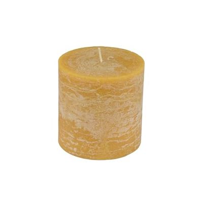 Homéa, Pijler kaars D10 x H 10 cm, rustiek, kleur: mosterdgeel