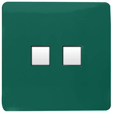 Trendi Artistic Modern Glossy 2 Gang Tactile RJ45 Cat 5e y Cat 6 PC Ethernet Socket Verde oscuro