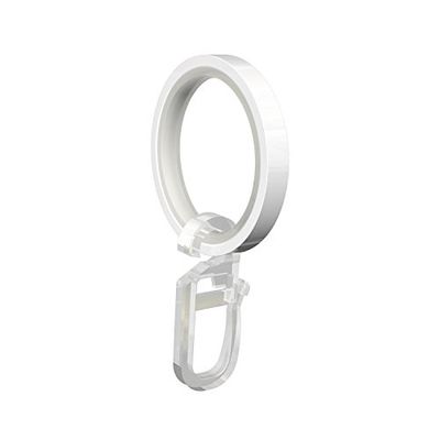 Deco Flair Earrings with Gleiteinlage and Folding Hook, Curtain Rings for 16/20 mm Diameter Pack of 24 Metal Curtain Pole/Poles 33/24 mm White