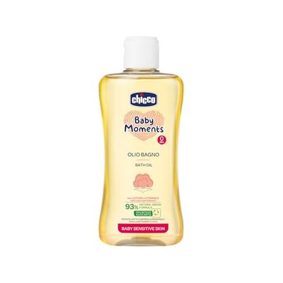 Chicco Baby Moments Olio Bagno per Pelli Sensibili, con Formula Naturale ad Azione Delicata e Idratante, 0+ Mesi - 200 ml