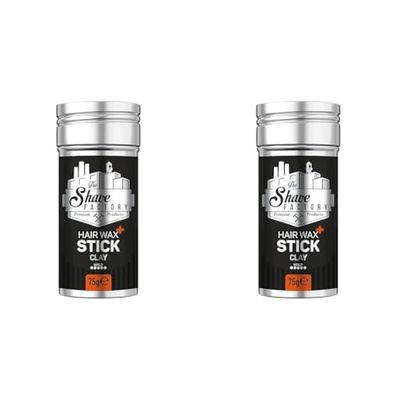 The Shave Factory Hair Wax Stick Clay, Hair Wax Stick, Long Lasting Styling Wax Stick, Hair Wax Stick Smoothing and Slick Stick for Hair Wigs 2.7oz (75G) (Pack of 2)