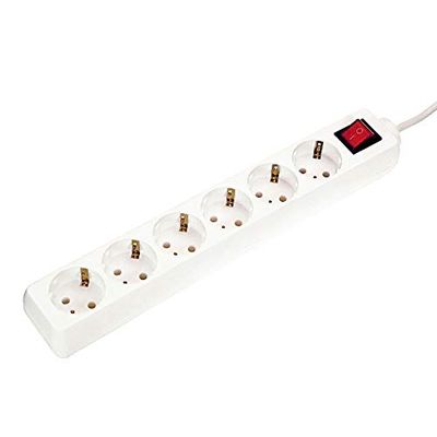 as - Schwabe Tomada múltipla de 6 vias com interruptor - tomada múltipla com cabo de 1,4 m - tomada múltipla de 230 V / 16 A com interruptor de reserva - IP20 - branco I 11501
