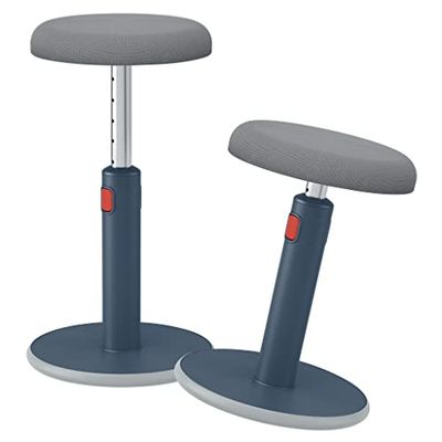 Leitz, Tabouret Assis-Debout Ergonomique, Pivotant & à Bascule, Hauteur Réglable de 46 à 79 cm, Chaise / Siège de Bureau, Gamme Ergo Cosy, Gris, 65180089