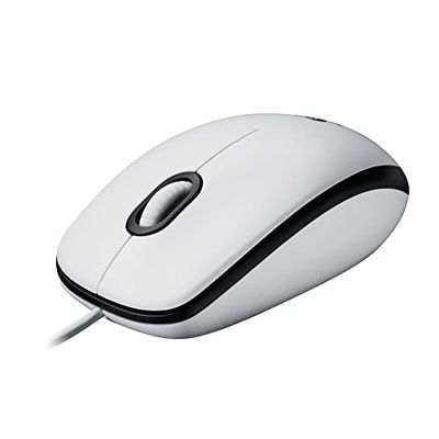 Logitech M100 Mouse USB con Cavo, 3 Pulsanti, Tracciamento Ottico 1000 DPI, Ambidestro, Compatibile con PC, Mac, Laptop - Bianco