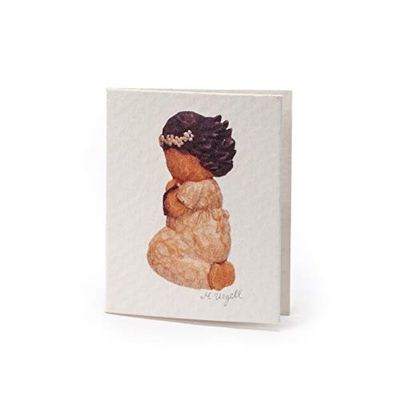 Mopec Tarjeta librito de Primera Comunión de niña arrodillada Rezando con Efecto Madera, Pack de 100 Unidades, Cartulina, Multicolor, 0.02x6.50x4.00 cm