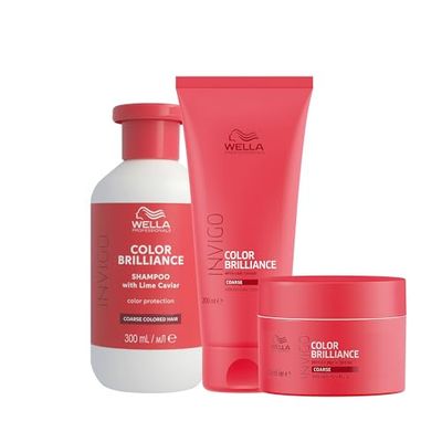 Bundle of Wella Professionals Invigo Color Brilliance Shampoo 300ml + Conditioner 200ml + Maschera 150ml Capelli Spessi