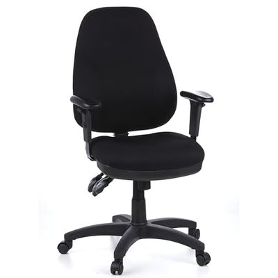 hjh OFFICE 702000 Chaise de Bureau Zenit Pro Tissu Noir Fauteuil de Bureau Ergonomique, Dossier réglable, rembourré