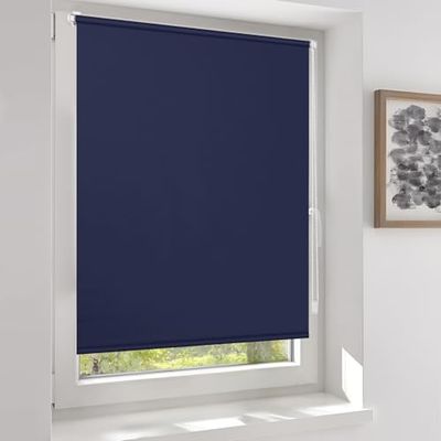 Sekey Klemmfix - Store Enrouleur occultant sans perçage - Double Face - Couleur Unie - Cordon de Traction latérale - Protection Solaire et Brise-Vue - Store occultant - 80 x 210 cm - Bleu foncé