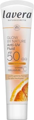 Glow by Nature Fluide Solaire Anti-UV SPF 50 - Protection minérale contre les UVA & UVB - Vitamine C & acide férulique - vegan - 40 ml