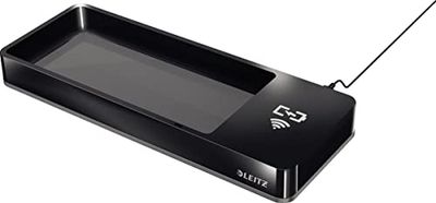 Leitz Qi Wireless Induction Phone Charger with Desk Organiser, Black/Grey, Dual Colour Range, 53650095