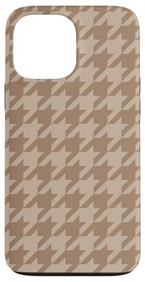 Tan Brown Houndstooth Preppy Aesthetic Classic Girly Case for iPhone 13 Pro Max