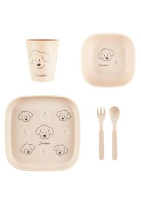 Sterntaler Serviesset boerderij, baby- en kinderservies in hoekige vorm, ideaal voor het voeden en zelfstandig eten, robuust baby- en kinderservies van voedselveilig materiaal, zandkleurig