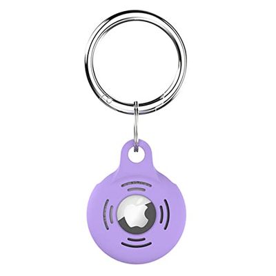 Siliconen hoes voor AirTag sleutelhanger, Airtag beschermhoes, anti-kras Apple Tag sleutelhanger, portefeuille voor bagage rugzak (lila)