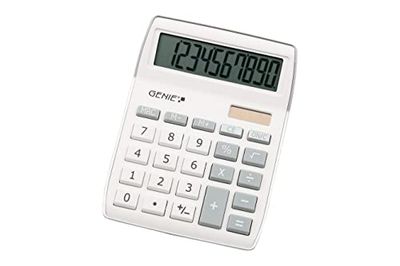 Genie 840 B 10 chiffres calculatrice de bureau avec double alimentation (solaire et batterie) ~ Design Compact (Silver)
