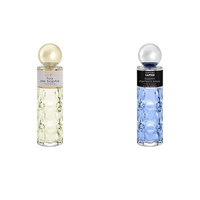 PARFUMS SAPHIR Toy - Eau de Parfum con vaporizador para Mujer - 200 ml & Perfect Man - Eau de Parfum - Hombre - 200 ml