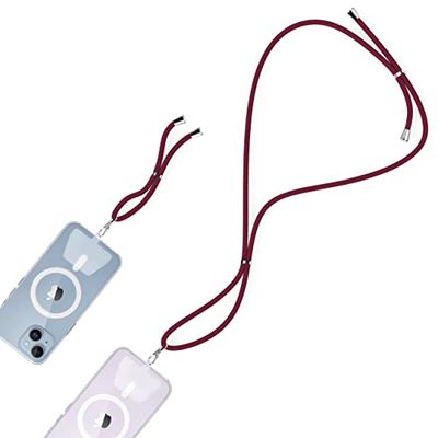 iWotto Lanyard Polyester - Lanyard pour téléphone portable - Jeu de deux tailles avec deux supports en plastique TPU réglables pour l'étui du téléphone portable - Lanyard + dragonne - Rouge