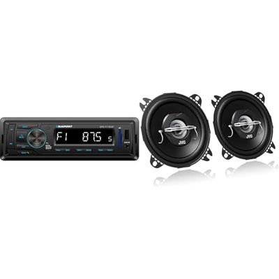 Blaupunkt BPA1119BT Radio Samochodowe, USB & JVC CS-J420X 10 cm 2-drożny głośnik współosiowy, 2 sztuki, czarny