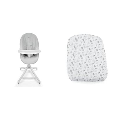 Chicco Baby Hug 4 in 1 Meal Kit | Solo (vassoio per seggiolone+fodera in spugna) & Set Lenzuola Culla 2 Pezzi Baby Hug Grey Sheep