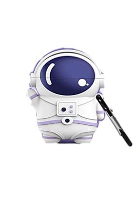 Étui de Protection Souple avec Mousqueton pour Airpods Pro Motif Astronaute Bleu