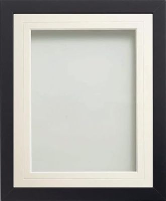 Frame Company Allington Black Photo Frame with White V-Groove Mount, 12x10 for 8x6 inch, fitted with perspex
