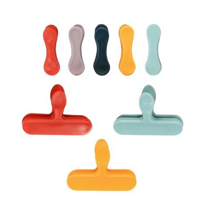 Fackelmann Plastic Bag Clips, Set of 8, Multi Coloured Reusable Clips for Food Storage, Seal & Keep Food Fresh