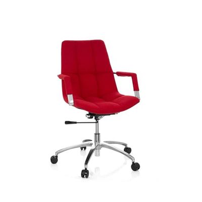 hjh OFFICE 670913 bureaustoel SARANTO stof rood bureaustoel met armleuningen in retro design, in hoogte verstelbaar