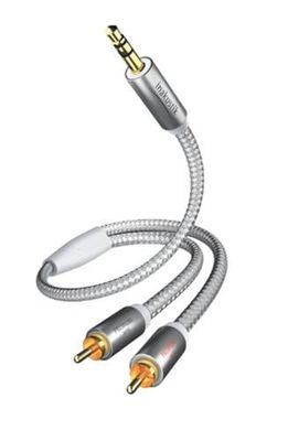 In-akustik Premium II - Cabo de áudio (tomada de 3,5 mm, 2 conectores macho RCA, 3 m), branco