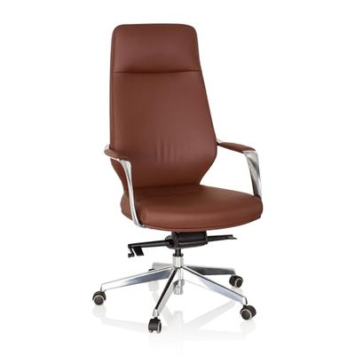 hjh OFFICE 600984 elegancki fotel szefa Velvet sztuczna skóra brązowy fotel biurowy z wysokim oparciem