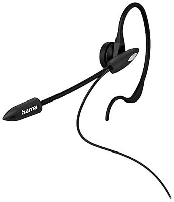 Hama Auricolari in-ear con microfono per telefoni cordless (jack da 2,5 mm, cuffie cablate, auricolari in-ear con microfono, mono, indossabili su un lato, con gancio, muto e clip) nero