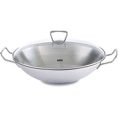 Fissler Kunming Wok con Coperchio in Vetro, forja, Grigio, 35 cm