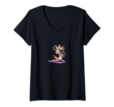 Mujer Lindo Yoga Hiena Entrenamiento Gimnasia Meditación Camiseta Cuello V