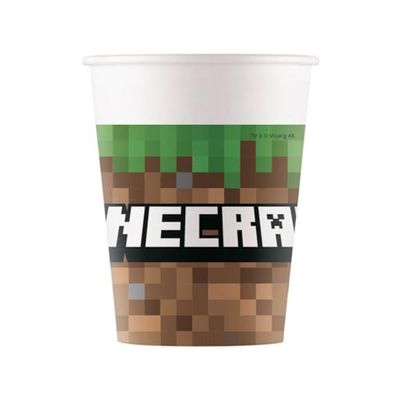 ALMACENESADAN, 5048; 8 bekers van karton, ideaal voor feestjes en verjaardagen van de licentie Mine Craft – inhoud 220 ml, 8 glazen
