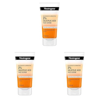 Neutrogena Blackhead Eliminating Facial Scrub, Clear, 150 ml (Pack of 3)