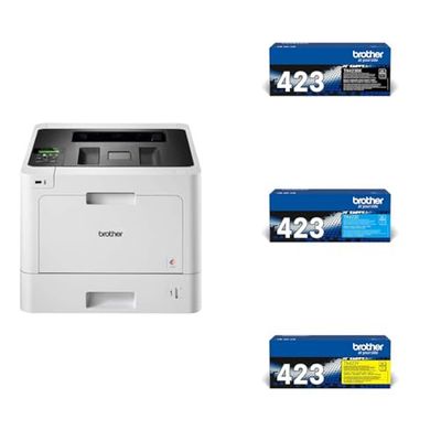 Brother HLL8260CDW Stampante Laser a Colori, 31 ppm Kit toner originali colori TN423BK fino a 6.500 pag e TN423C/M/Y da 4.000 pag cad