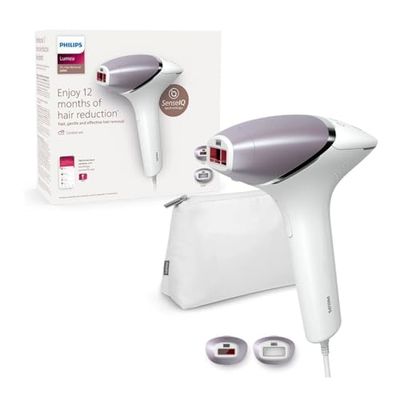 Philips Lumea IPL-ontharingapparaat 8000-serie - ontharingsapparaat met SenseIQ-technologie, 2 opzetstukken voor lichaam en gezicht, voor gebruik met snoer (model BRI944/00)