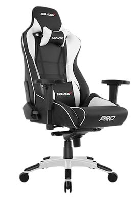 Akracing AK-PRO-WT Sedia da Gioco, In finta pelle, per Pc/Ps4/Xbox/Nintendo, Con Cuscino, Master Pro Bigger Schwarz/Weiß