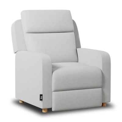 Nalui - Relaxstoel One Fabric (77 x 87 x 98 cm) met handmatige push-opening en versterkte structuur. Fauteuil voor de woonkamer, met stof bekleed met 160° helling, lichtgrijs