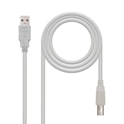 Nanocable 10.01.0102 – USB 2.0 kabel för skrivare, typ A/M-B/M, hane, grå, 1,0 mts