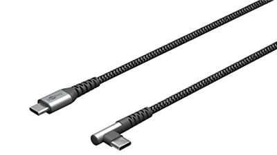 goobay 64659 Cavo USB-C a USB-C con angolo di 90 gradi/caricatore rapido da 60 W e 20 V/spina in metallo con protezione antipiega / 1 m