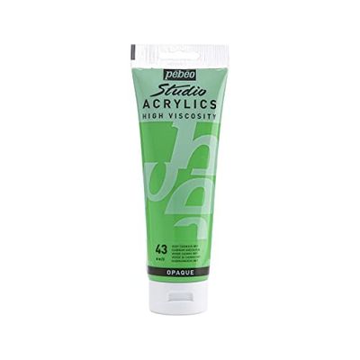 Pébéo Acrílico Fine Studio - Tinta acrílica verde, verde cádmio imitação, 250 ml