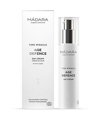 MADARA Organic Skin Care TIME MIRACLE Age Defence Day Cream – Anti-Aging Hydration with Hyaluronic Acid, Antioxidants & Birch Water for Radiant Skin, 50ml