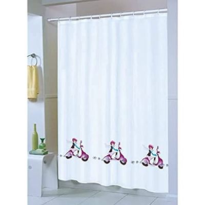MSV Rrideau de Douche Jane 180x200cm en Polyester, PVC, Argent, 30x20x110 cm
