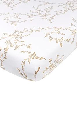 Meyco Baby Branches Hoeslaken voor kinderbed (bedlaken van 100% jersey-katoen, extra zacht, comfortabel en ademend, perfecte pasvorm door elastiek rondom, afmetingen: 70 x 140 cm), zand