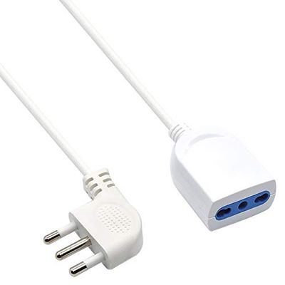 Ew3810 - Extensor elétrico branco de 3 m, tomada italiana 16 A, 90 °, economia de espaço, tomada italiana 10/16 A, cabo H05Vv-F 3 x 1 mm2, tomada com proteção para crianças