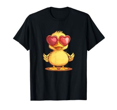 Divertente anatra faccia con amore occhiali da sole Costume Maglietta