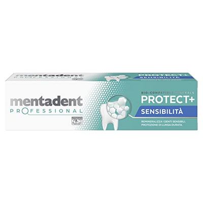 Mentadent Professional Dentifricio Protect+ Sensibilità, Dentifricio Denti Sensibili, Remineralizza e Dona Protezione Contro la Sensibilità Dentinale, con Minerali Bio-compatibili e Potassio, 75 ml
