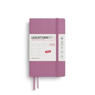 LEUCHTTURM1917 372723 Weekly Planner Pocket (A6) 2026, 12 Months, Dusty Rose, English