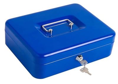 Kippen 10032B4 - Cassetta Portavalori con Vassoio Portamonete. Colore Blu. Dimensioni: 300X240X90mm.