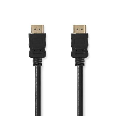 NEDIS Câble HDMI haute vitesse avec Ethernet - Connecteur HDMI - 4K @ 30Hz - ARC - 10,2 Gbps - 15 m - Rond - PVC - Noir - Étiquette
